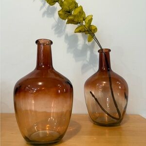 2 ombré Amber Glass Vase transparent Set